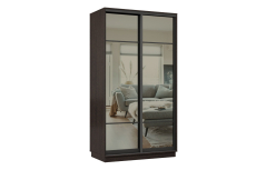 Шкафы-купе 2-х дверные, Шкаф-купе Премьер 11 (11ЗГ;11ЗГ) фасады зеркало графит/двухдверный/Профиль чёрный муар