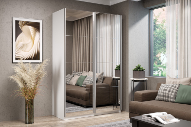 Шкаф-купе Smart 1424 2х дверный (фасады зеркало) профиль серебро