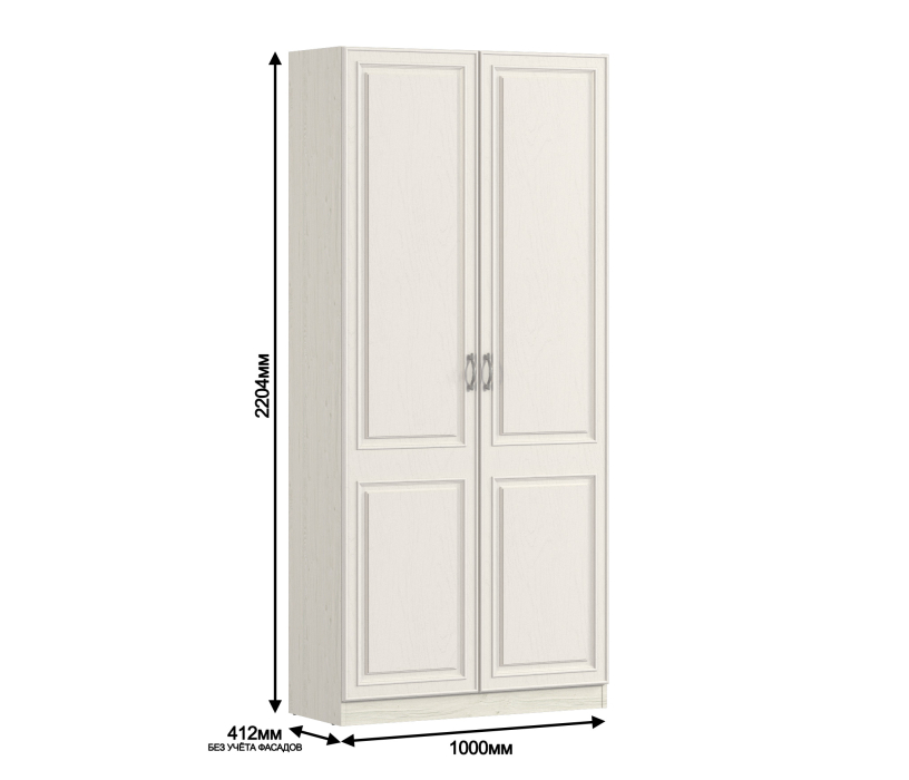 Для одежды, Шкаф 2 дверный Гранд / Ливерпуль СБ-3506 Дуб Приморский Белый/МДФ Классика Светлый
