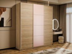 Шкафы-купе 3-х дверные, Шкаф-купе Прайм 3-х дверный Стекла пудра/ДСП/Доводчики 180х57х230