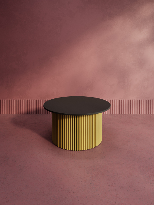 Журнальные столики, Стол круглый журнальный с золотым металлическим подстольем TRUBIS Wood M 80