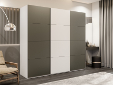 Шкафы-купе 3-х дверные, Шкаф-купе Эста 3-х дверный ДСП/Стекла хаки/Доводчик 300х66х240