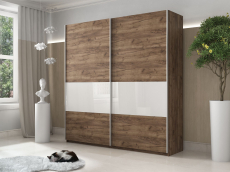 Шкафы-купе 2-х дверные, Шкаф-купе Прайм 2х дверный ДСП/Белый Глянец 160х57х230