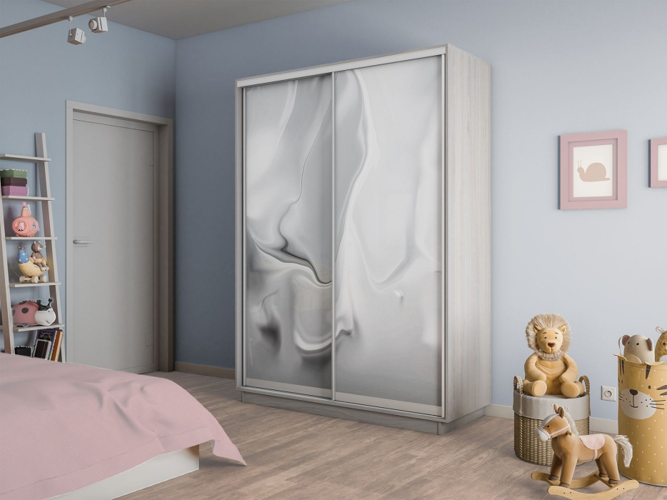 Шкафы-купе 2-х дверные, Шкаф-купе Экспресс 2-х дверный Фотопечать Шелк Стекла 160х60х220