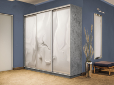 Шкафы-купе 3-х дверные, Шкаф-купе Экспресс 3-х дверный Фотопечать Шелк Стекла 210х60х240