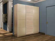 Шкафы-купе 3-х дверные, Шкаф-купе Эста 3-х дверный ДСП/Стекла фисташка/Доводчик 240х66х240