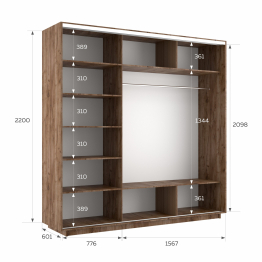Шкаф-купе Экспресс 3-х дверный Фотопечать Калейдоскоп Стекла 240х60х220