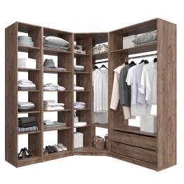 Угловая гардеробная система с полками и модулем MOD_COMPL_UG