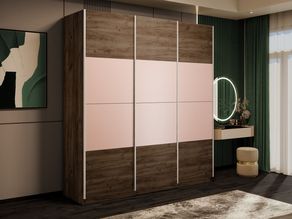 Шкафы-купе 3-х дверные, Шкаф-купе Эста 3-х дверный ДСП/Стекла пудра/Доводчик 240х66х240