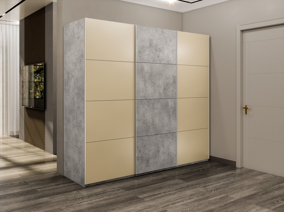 Шкафы-купе 3-х дверные, Шкаф-купе Эста 3-х дверный ДСП/Стекла фисташка/Доводчик 270х66х240