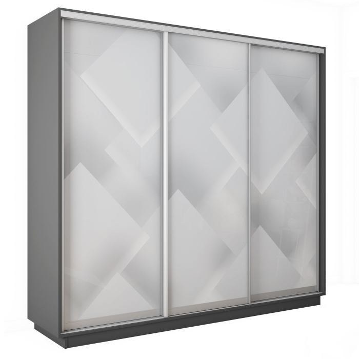 Шкафы-купе 3-х дверные, Шкаф-купе Экспресс 3-х дверный Фотопечать Квадрат Стекла 180х45х240
