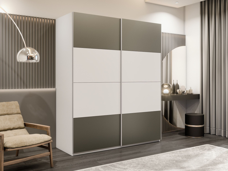 Шкафы-купе 2-х дверные, Шкаф-купе Эста 2-х дверный ДСП/Стекла хаки/Доводчик 200х66х240