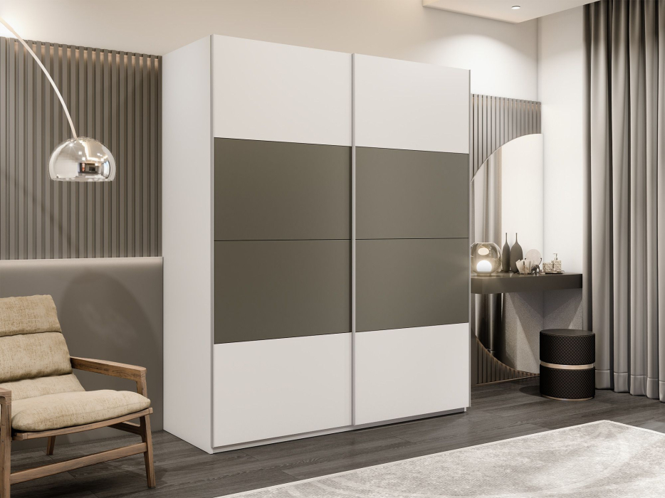 Шкафы-купе 2-х дверные, Шкаф-купе Эста 2-х дверный ДСП/Стекла хаки/Доводчик 180х66х240