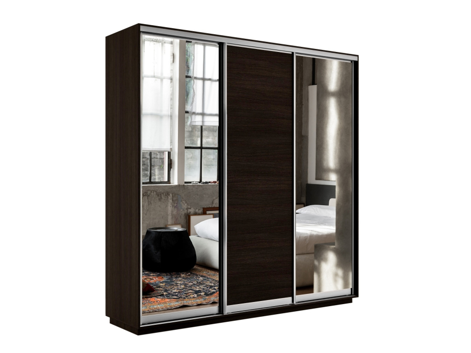 Шкафы-купе 3-х дверные, Шкаф-купе Экспресс Медиум (2 зеркала) трио 2400 x 2100 x 450