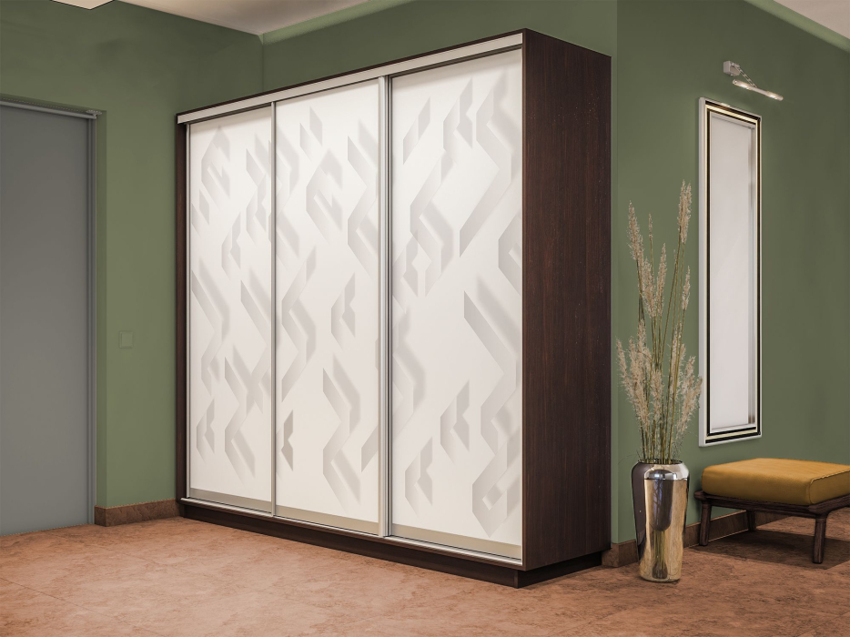 Шкафы-купе 3-х дверные, Шкаф-купе Экспресс 3-х дверный Фотопечать Ленты Стекла 210х45х220