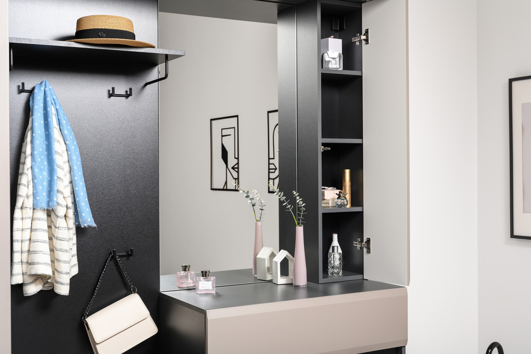 Шкафы распашные, Шкаф навесной Сидней 16.314.06, антрацит, веллюто капучино