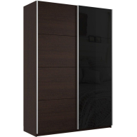 Шкафы-купе 2-х дверные, Шкаф-купе Прайм 2х дверный ДСП/Стекло черное 140х57х230