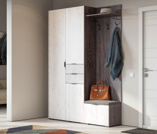 Вешалка Шаде В-3406, черный ясень, санторини белый, ткань simple 27