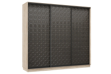 Шкафы-купе 3-х дверные, Шкаф-купе Премьер 35 (01РЧ;01РЧ;01РЧ) фасады ромб чёрный/трёхдверный/Профиль чёрный муар