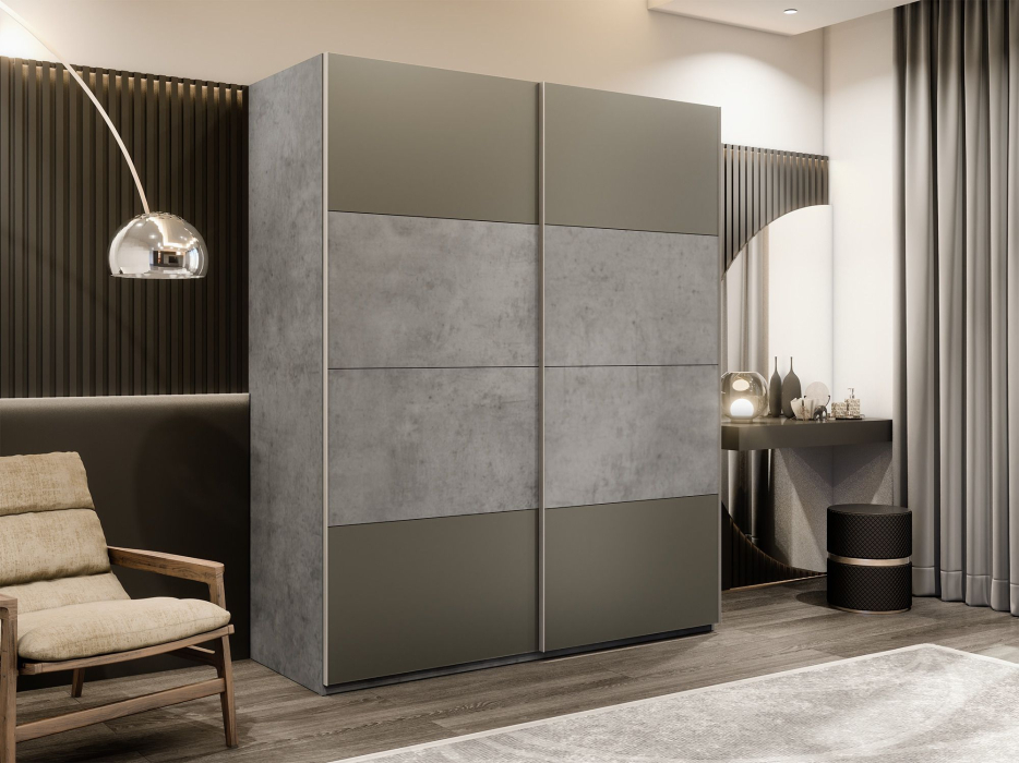 Шкафы-купе 2-х дверные, Шкаф-купе Эста 2-х дверный ДСП/Стекла хаки/Доводчик 180х66х240