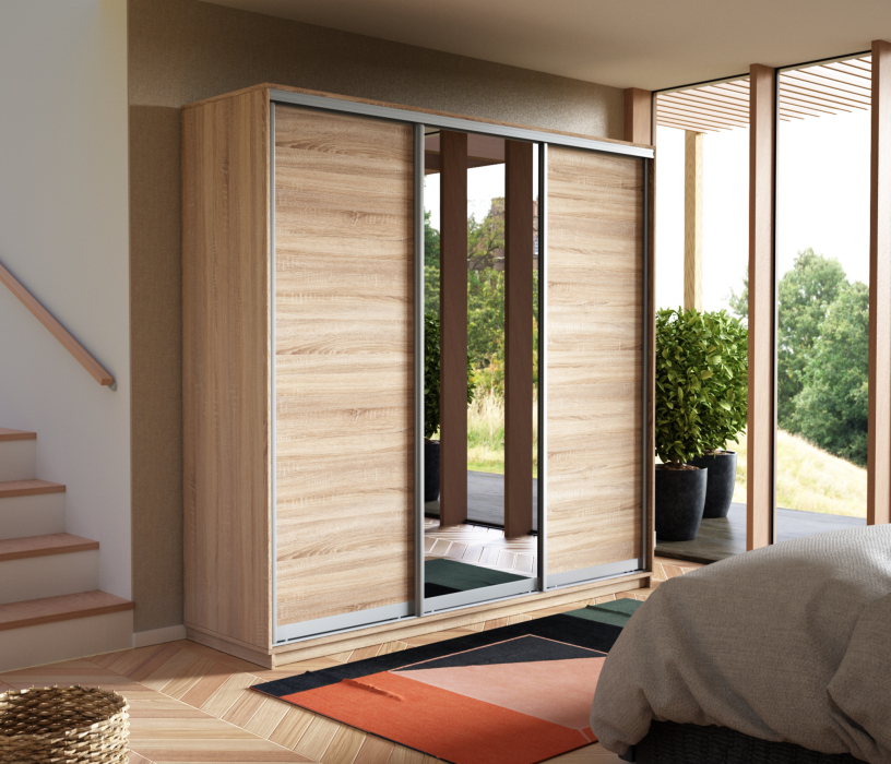 Шкафы-купе, Шкаф-купе Экспресс Медиум (1 зеркало) трио 2200 x 1800 x 600