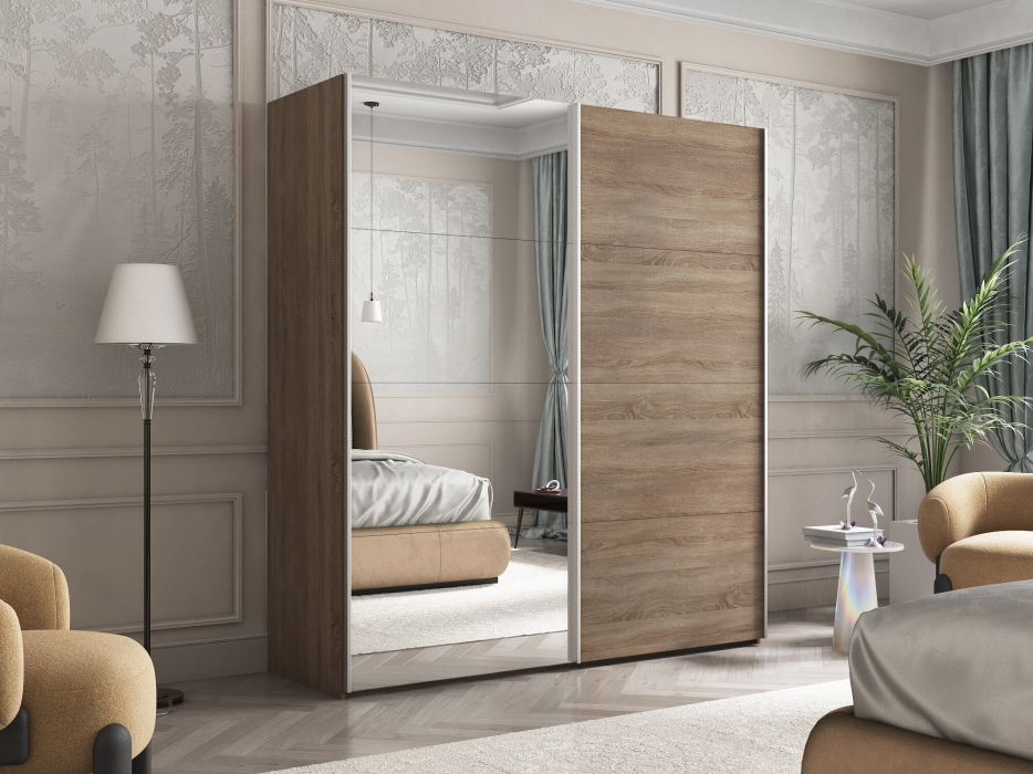 Шкафы-купе 2-х дверные, Шкаф-купе Эста ДСП+Зеркало 200х66х240