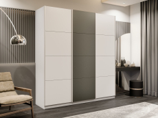 Шкафы-купе 3-х дверные, Шкаф-купе Прайм 3-х дверный Стекла хаки/ДСП/Доводчики 180х57х230