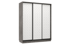 Шкафы-купе 3-х дверные, Шкаф-купе Премьер 24  (01РБ;01РБ;01РБ) фасады ромб белый/трёхдверный/Профиль чёрный муар