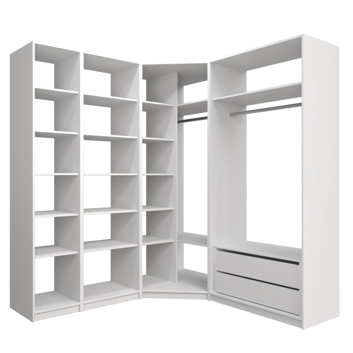 Гардеробные, Угловая гардеробная система с полками и модулем MOD_COMPL_UG