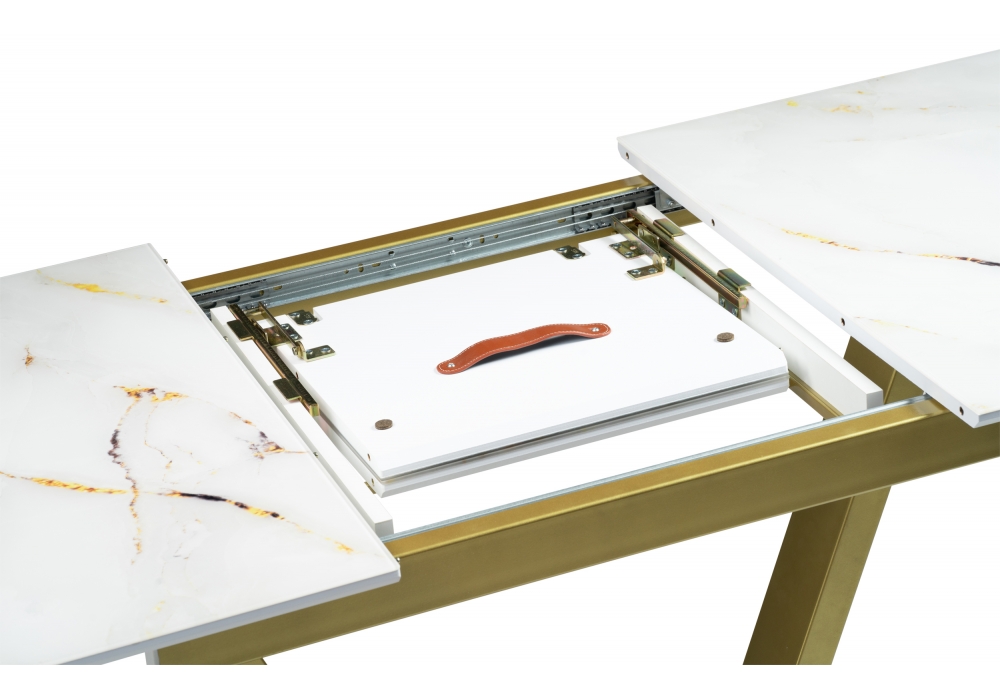 Обеденные столы, Стол стеклянный Бугун (белый / золото)