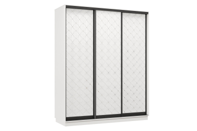 Шкаф-купе Премьер 23 (01РБ;01РБ;01РБ) фасады ромб белый/трёхдверный/Профиль чёрный муар