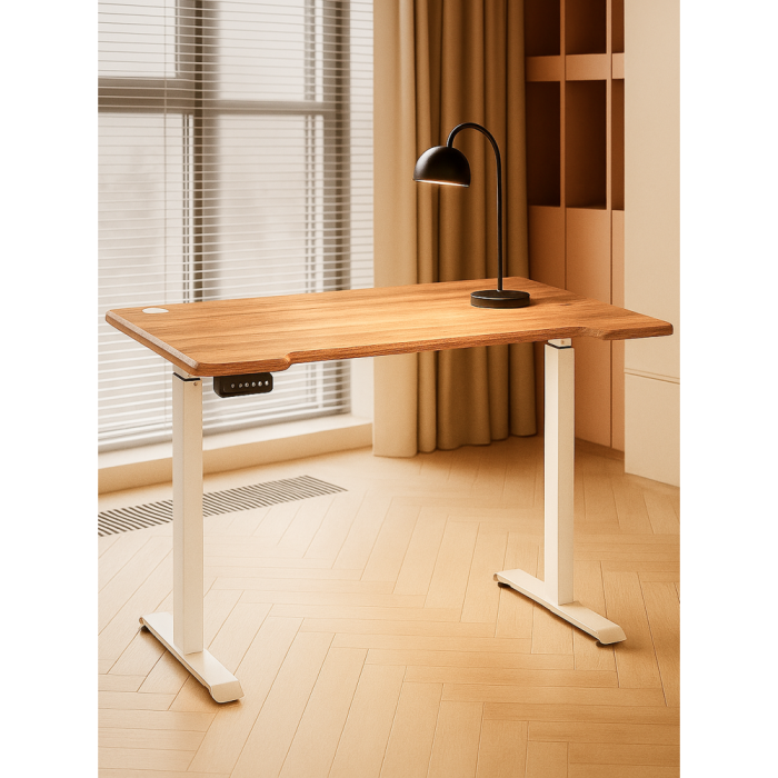 Прямые компьютерные столы, Компьютерный стол Маркос с механизмом подъема 120х75х75, белый