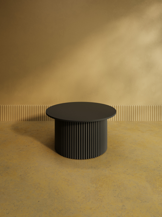 Журнальные столики, Стол круглый журнальный с чёрным металлическим подстольем TRUBIS Wood M 80