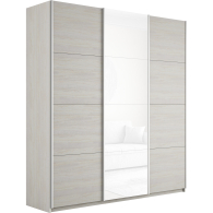 Шкафы-купе 3-х дверные, Шкаф-купе Прайм 3-х дверный ДСП/Стекло белое/Доводчики 180х57х230