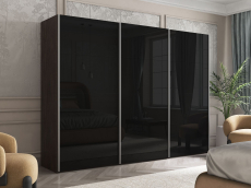 Шкафы-купе 3-х дверные, Шкаф Эста трио Стекло черное 2400 х 3000 х 660