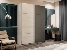 Шкафы-купе 2-х дверные, Шкаф-купе Прайм 2-х дверный ДСП/Стекло хаки/Доводчики 160х57х230