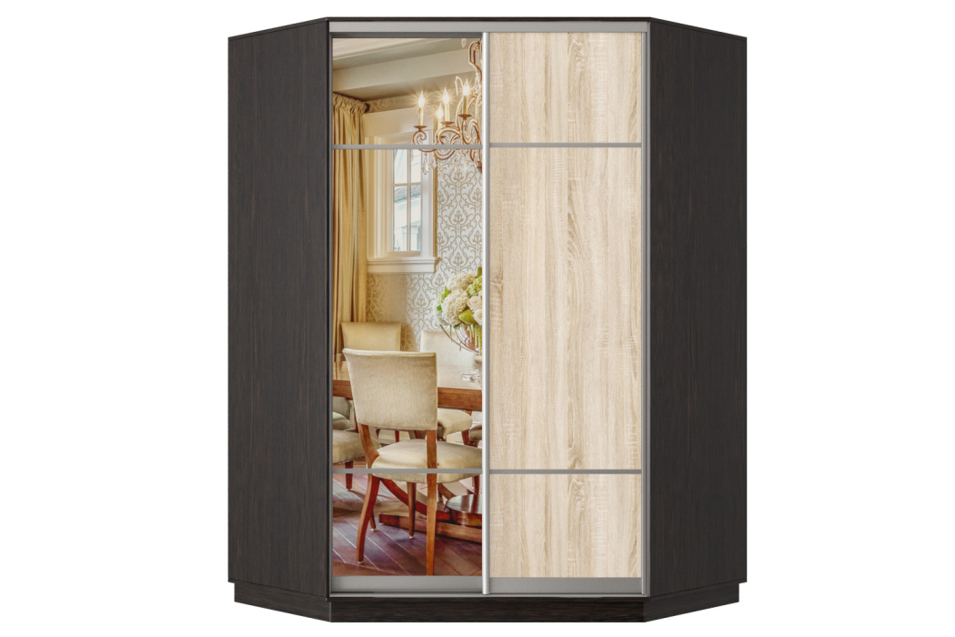 Угловые шкафы, Шкаф-купе Премьер Лайт 71 угловой (08;11) двухдверный