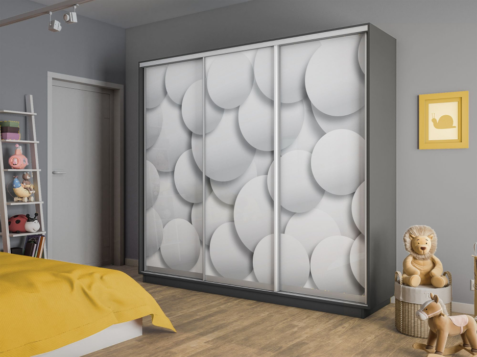 Шкафы-купе 3-х дверные, Шкаф-купе Экспресс 3-х дверный Фотопечать Шары Стекла 240х60х220