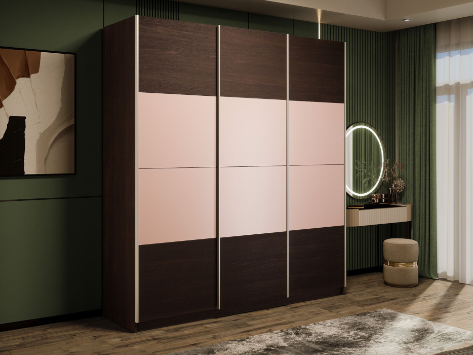 Шкафы-купе 3-х дверные, Шкаф-купе Эста 3-х дверный ДСП/Стекла пудра/Доводчик 240х66х240