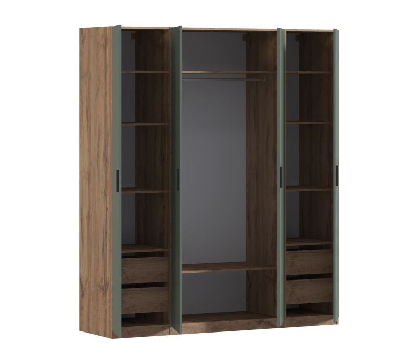 Для одежды, Шкаф четырехдверный Макс 2000 мм, вариант №2 (ЛДСП, корпус дуб вотан)