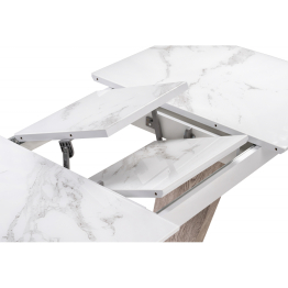 Стол Петир 120 дуб с пилением / белая шагрень