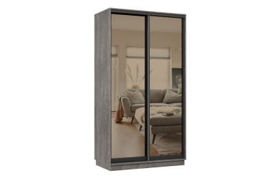 Шкаф-купе Премьер 09 (01ЗБ;01ЗБ) фасады зеркало бронза/двухдверный/Профиль чёрный муар