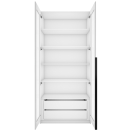 Шкаф распашной Е1 Локер 101x52.5x220 см, с белым стеклом , полками и модулем