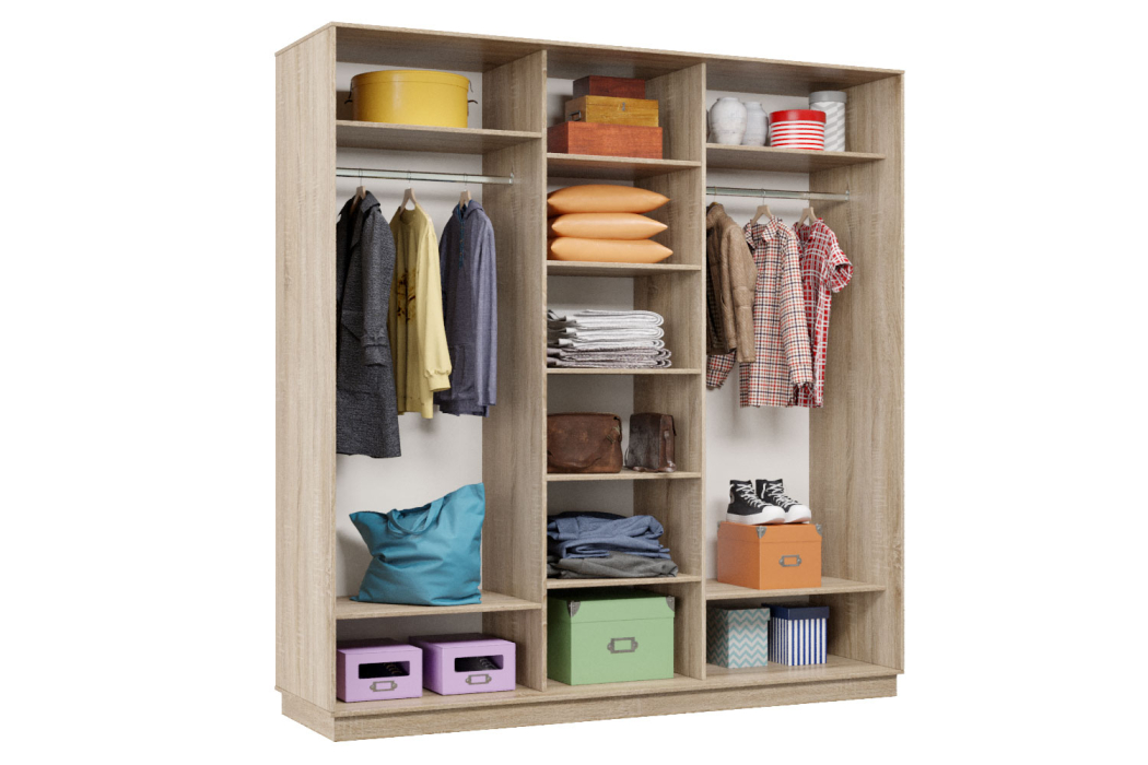 Шкафы-купе 3-х дверные, Шкаф-купе Премьер Лайт 44 (11;08;11) трехдверный