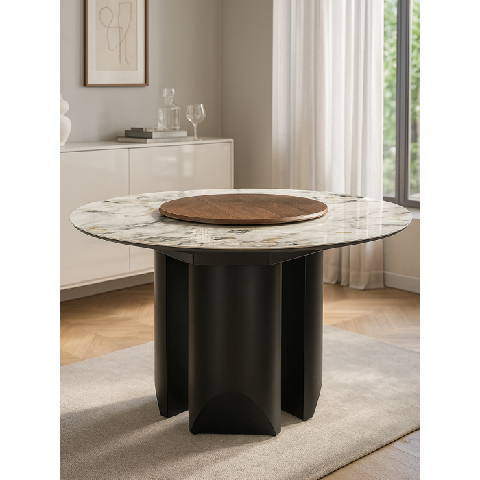 Обеденные столы, Керамический стол Иган 137 (чёрная нога)