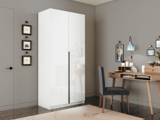 Шкафы распашные, Шкаф распашной Е1 Локер 101x52.5x220 см, с белым стеклом , полками и модулем