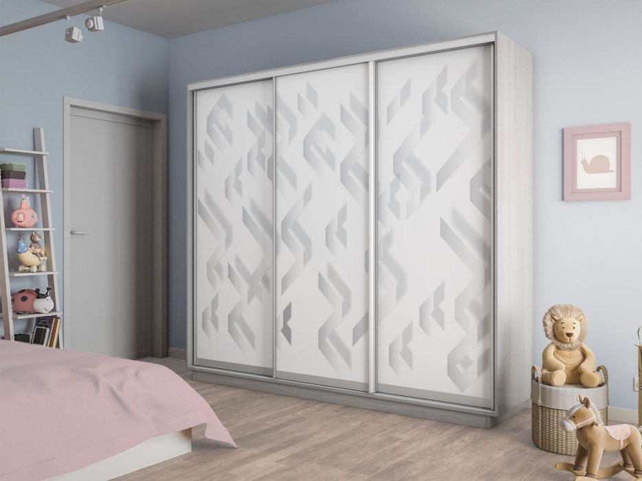 Шкафы-купе 3-х дверные, Шкаф-купе Экспресс 3-х дверный Фотопечать Ленты Стекла 180х45х220