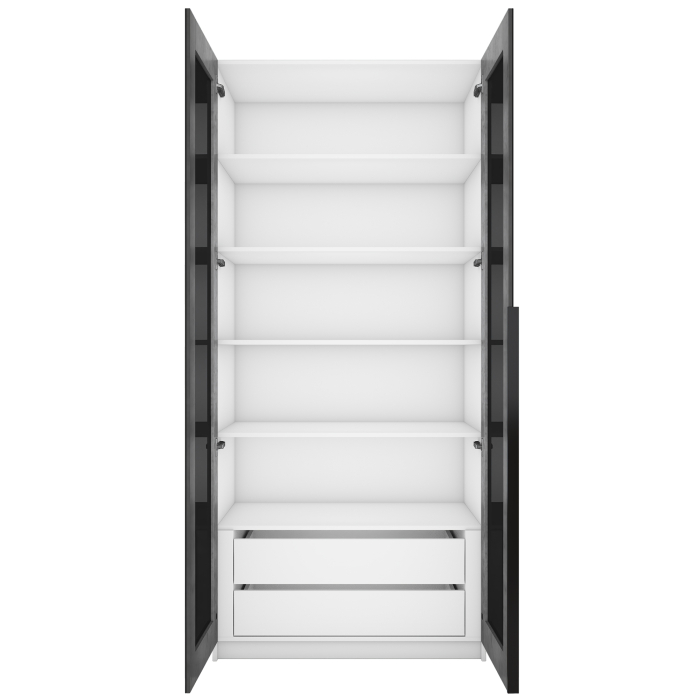 Шкафы распашные, Шкаф распашной Е1 Локер 101x52.5x220 см, с черным стеклом , полками и модулем