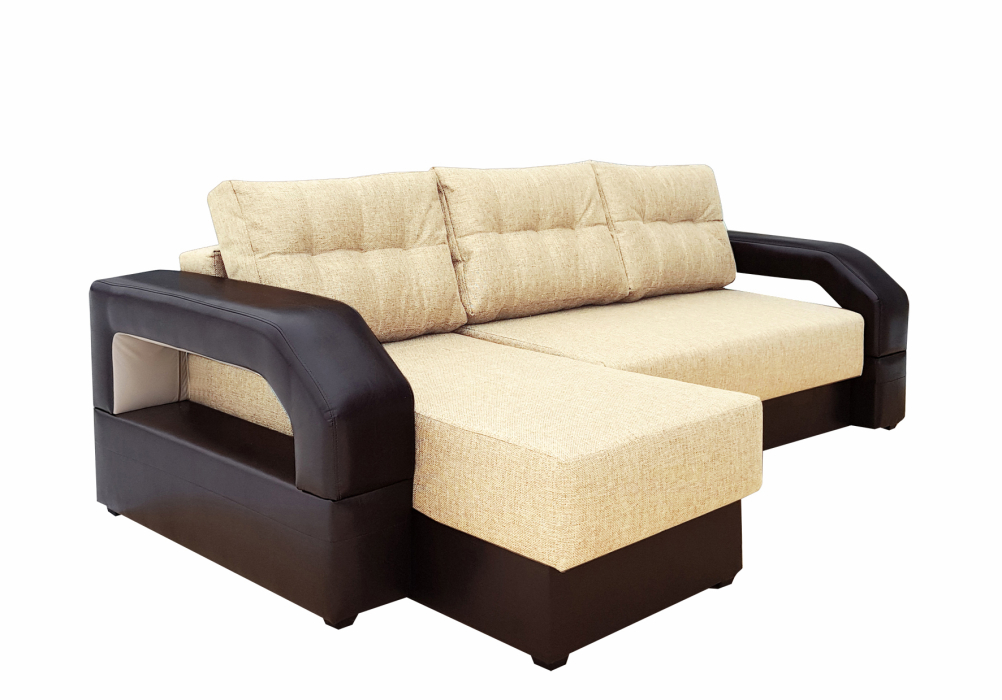 Диваны угловые, Диван угловой Манчестер 160 с подсветкой, правый, рогожка/экокожа