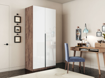 Шкаф распашной Е1 Локер 101x52.5x220 см, с белым стеклом